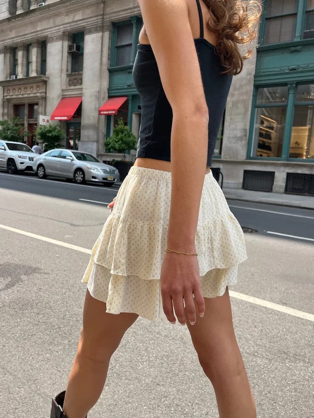 Brandy Melville Izzy Floral Tiered Ruffle Mini Skirt